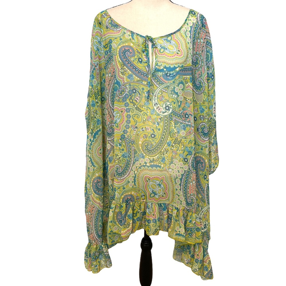 Sweet Pea | paisley ruffled tunic or swimsuit coverup Sz L/XL